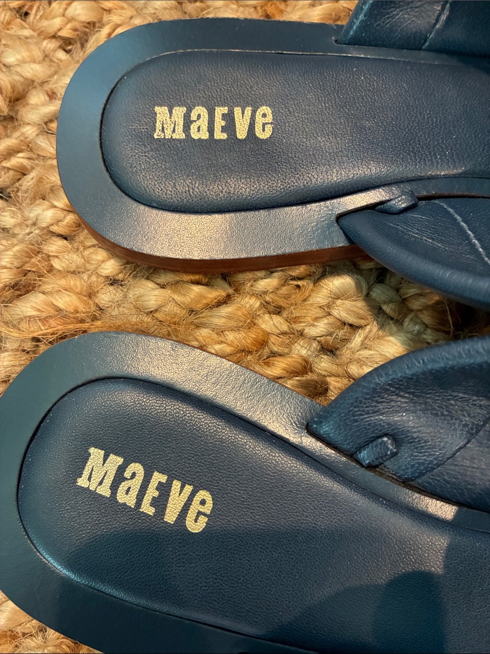 Maeve Navy Knotted Leather Slide Sandals - Picture 2 of 8